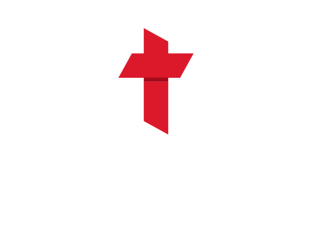 Alphabet T in cross icon