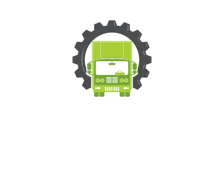 construction truck in a gear icon