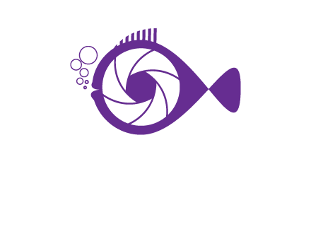 shutter in fish blowing bubbles photography logo