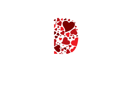 letter D made of hearts logo