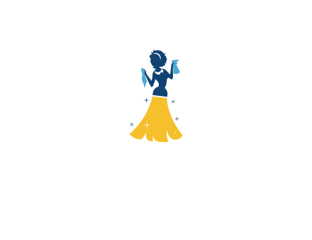 cleaning woman with broom logo