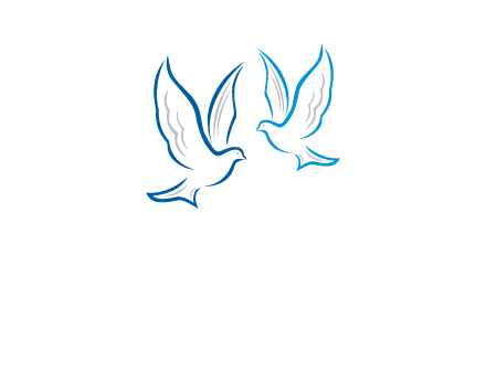 outline of doves facing each other animal logo