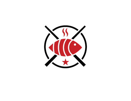 sushi on plate with chopsticks restaurant logo