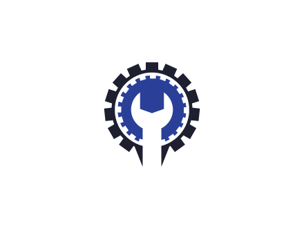 negative spacing of wrench in gear engineering logo