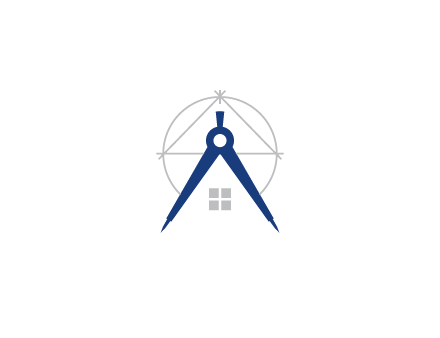 abstract house with compass construction logo