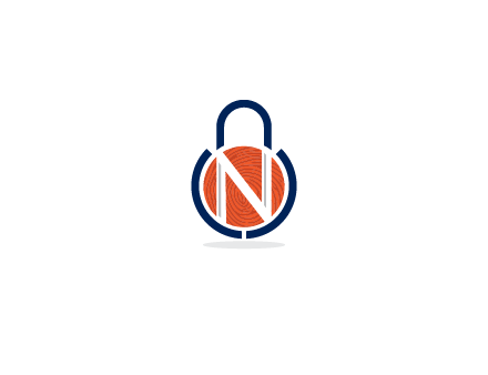 lock with letter N security logo