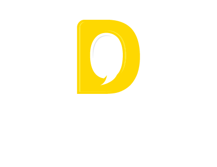 chat bubble inside letter d logo