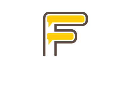letter f incorporated with speech bubbles logo