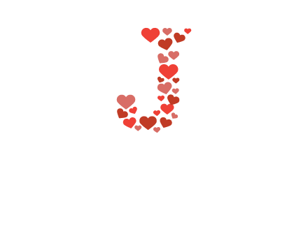 hearts forming letter j logo