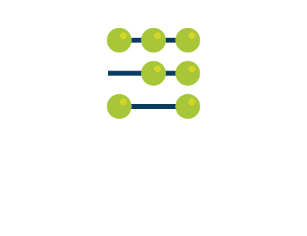 three lines 7 circles with abacus shape icon