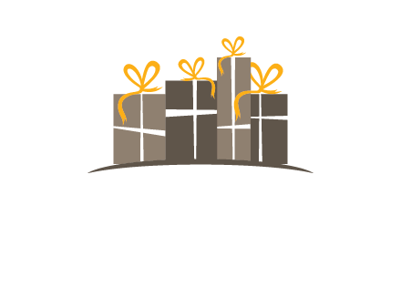 gift boxes with ribbon in a row logo