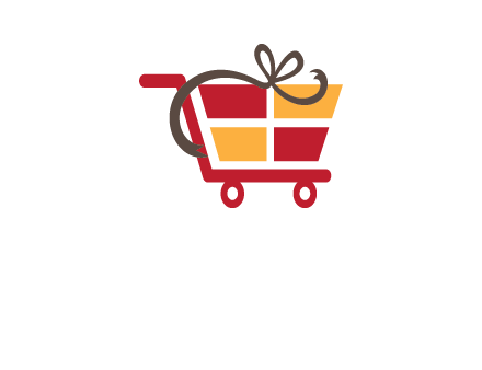 gift box shopping cart with ribbon icon