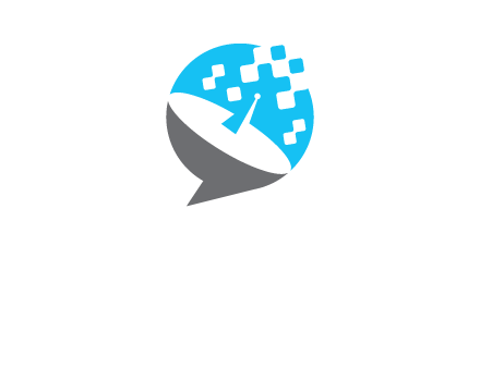 pixels satellite in circle communication logo