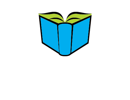 tilted open hardcover book logo