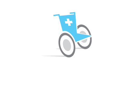 wheelchair with cross sign logo