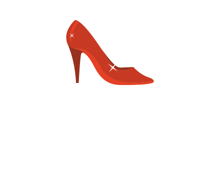 shiny red heel pump logo