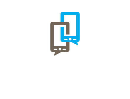 two cell phone incorporated with speech bubbles logo