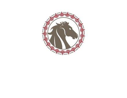 horse inside an emblem logo