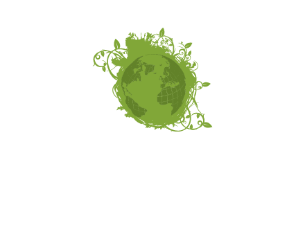 globe surrounded by vines graphic