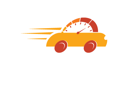 abstract car merge with speed meter logo