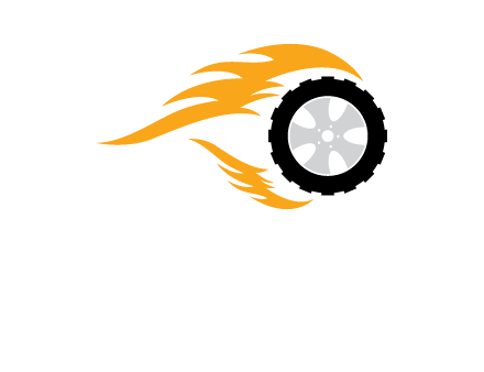 Tyre with fire flames symbol