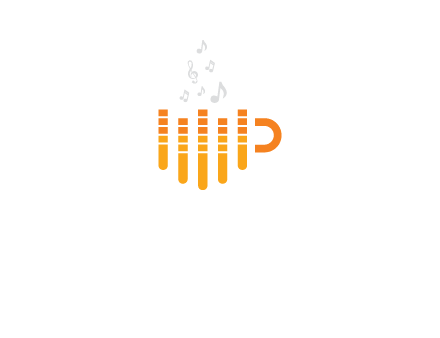 music bars forming coffee cup with notes logo