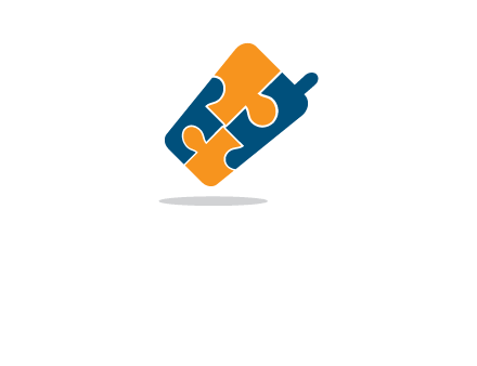 puzzle pieces in mobile shape logo