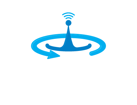 antenna with arrow in communication logo