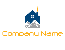 mountains and house logo