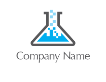 pixelated liquid in chemical flask logo