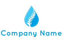 negative spacing leaf pattern in water droplet logo