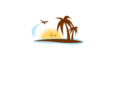 airplane sun trees travel logo