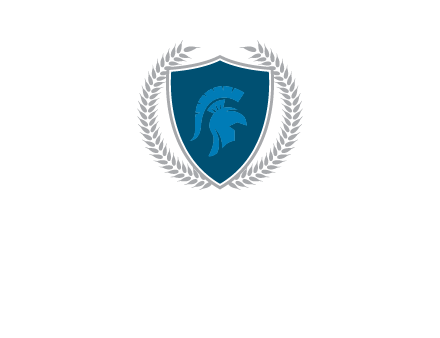 spartan helmet in shield logo