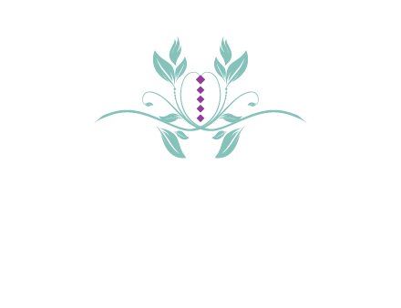 leaves and vines with puple gems logo