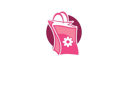 3D shopping bag in circle logo