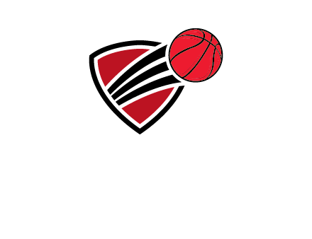 basketball shooting out of shield logo