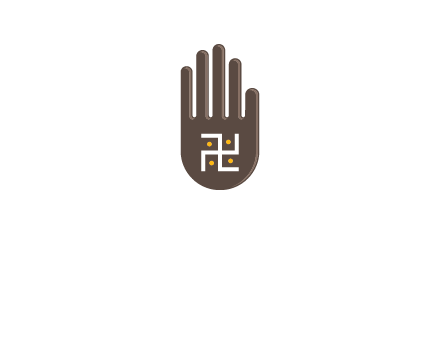 hand logo with the Swastika symbol