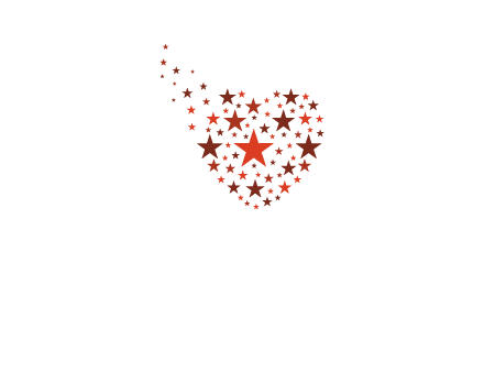 stars in heart shape logo