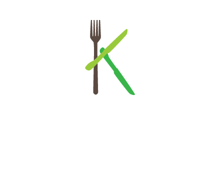 letter K with knives and fork