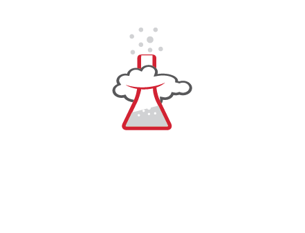 cloud around chemical flask research logo