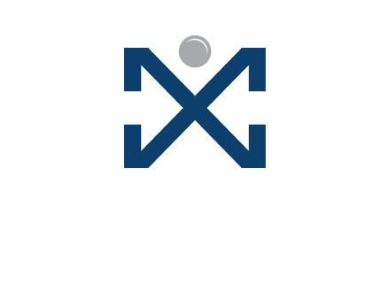 letter X with circle forming people icon 