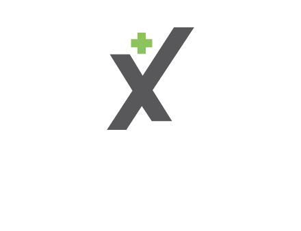 letter X with first aid sign