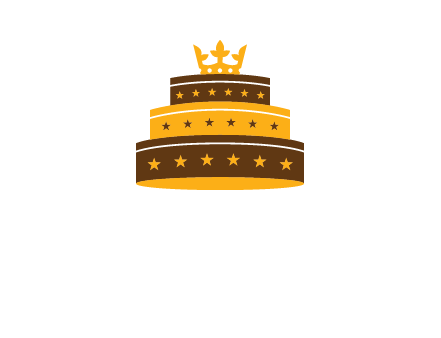 triple layer cake logo with crown