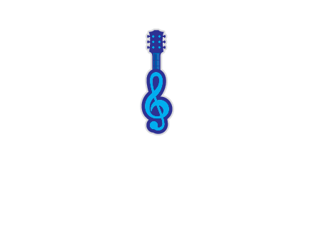 guitar with music notes logo