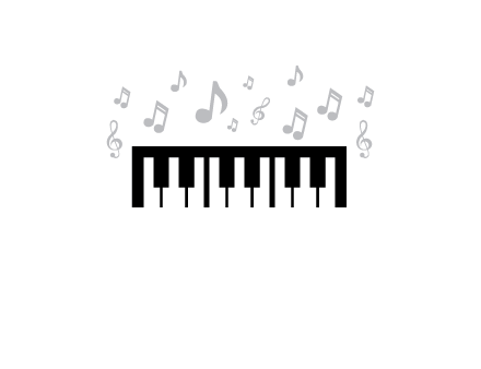 piano icon with music notes