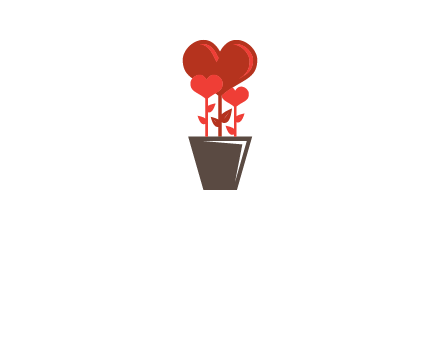 Heart Flowers Pot Icon