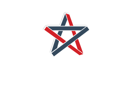 red and blue strips star logo