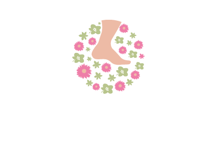 flowers and foot in circle spa logo