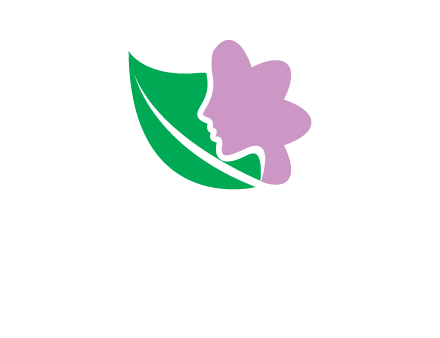 leave and woman head as flower logo icon