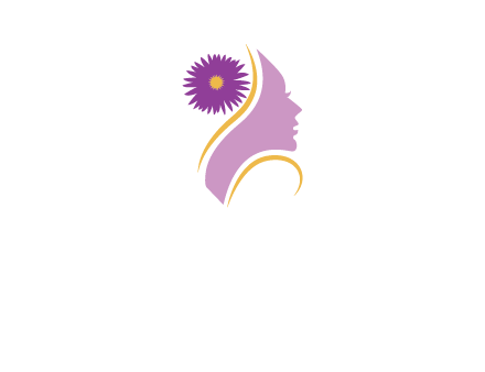 flower on hair of woman silhouette beauty logo icon